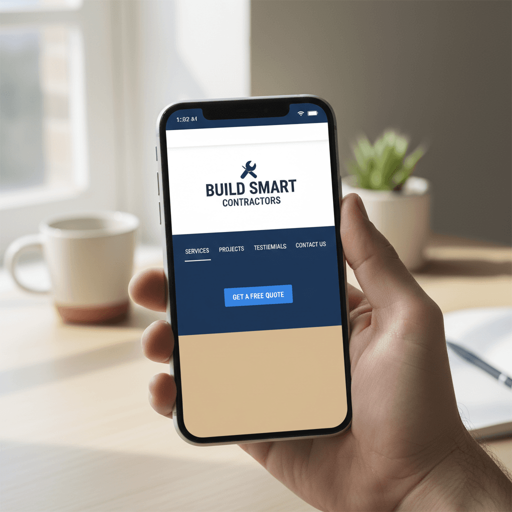 Mobile-first responsive website design on smartphone
