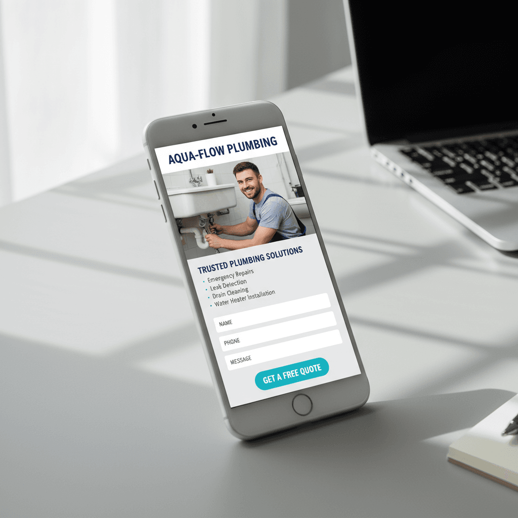 Mobile-optimized single-page website on smartphone